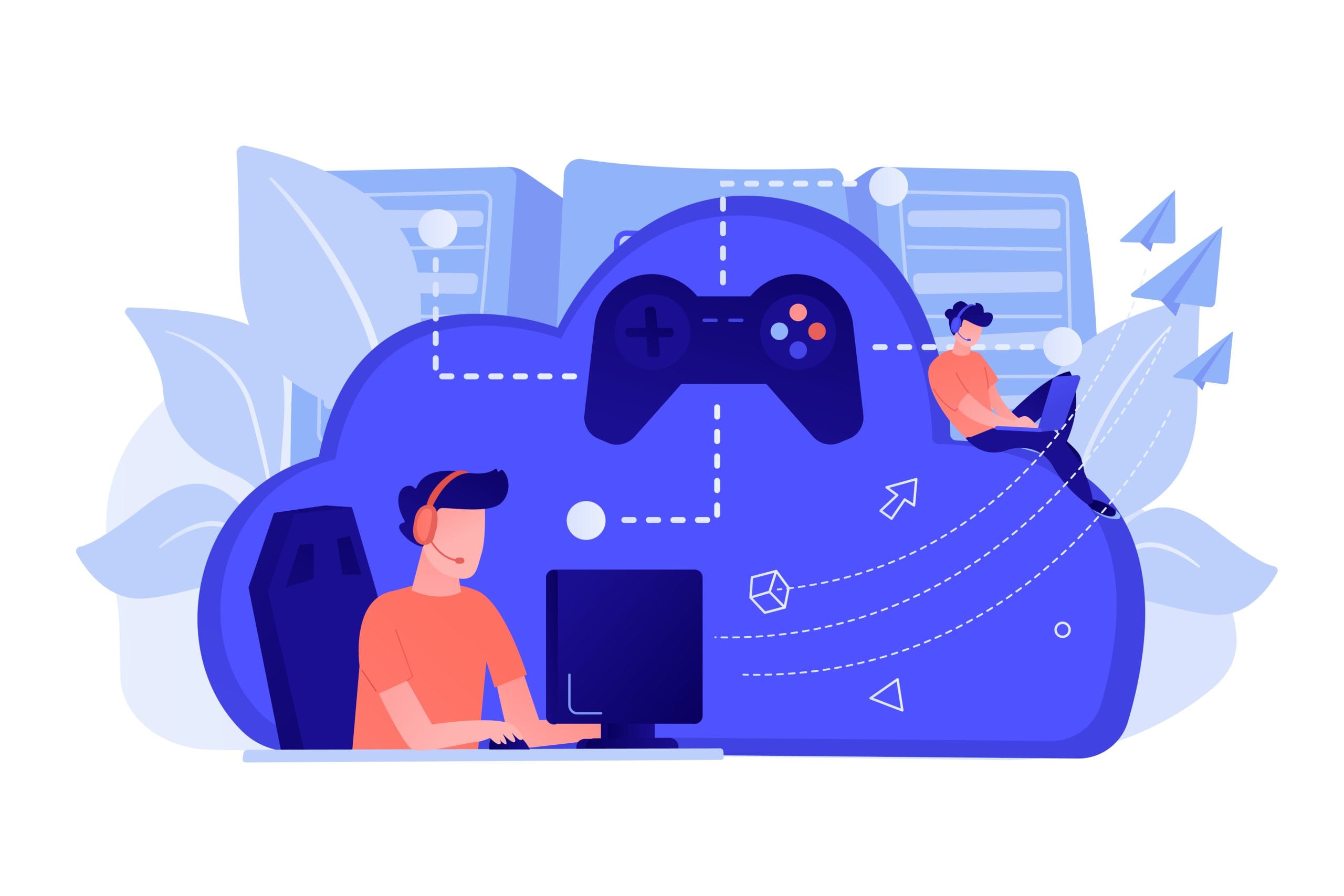 Dois jogadpres, jogando através da cloud